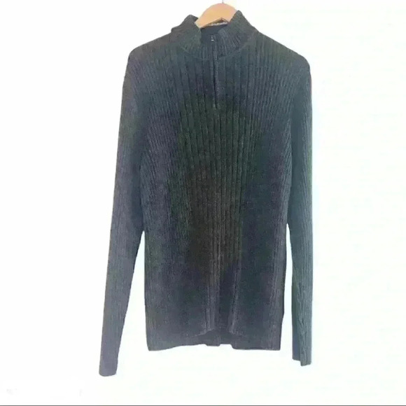 Dkny ribbed mock neck sweater brown Taupe Xl - Picture 1 of 6